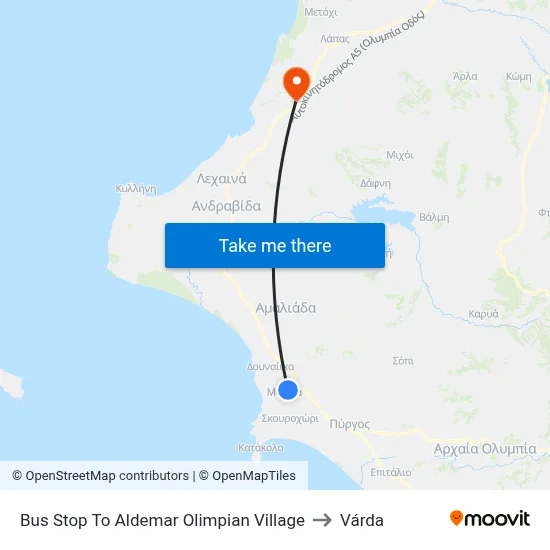 Bus Stop To Aldemar  Olimpian Village to Várda map