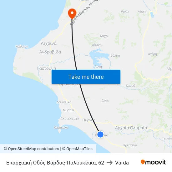 Επαρχιακή Οδός Βάρδας-Παλουκέικα, 62 to Várda map