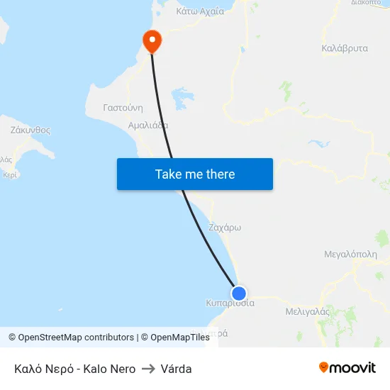 Καλό Νερό - Kalo Nero to Várda map