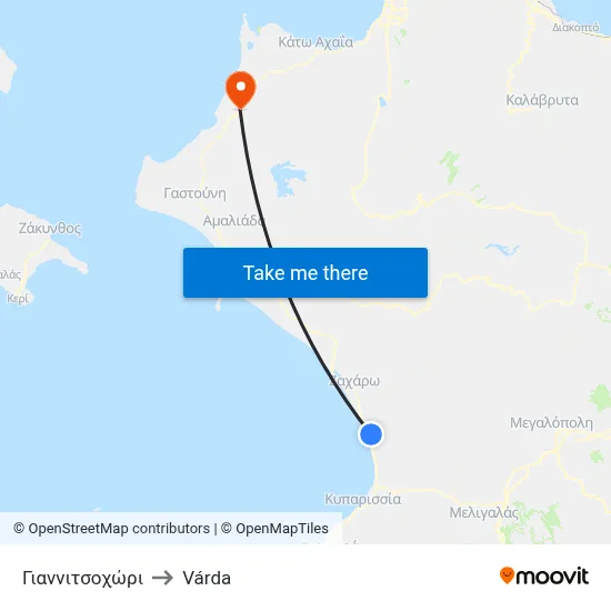 Γιαννιτσοχώρι to Várda map