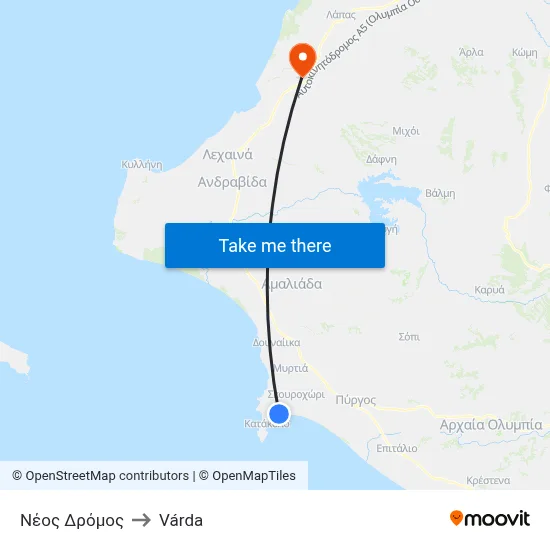 Νέος Δρόμος to Várda map