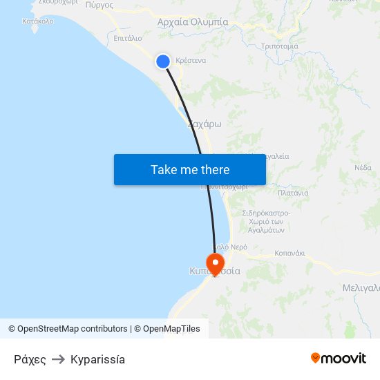 Ράχες to Kyparissía map