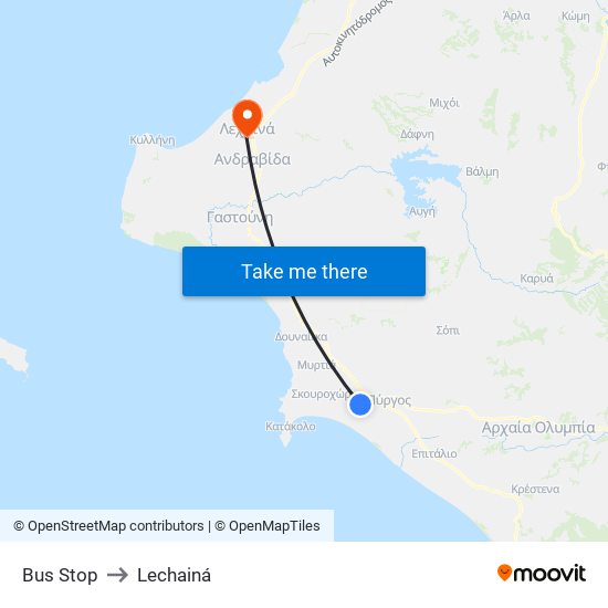 Bus Stop to Lechainá map