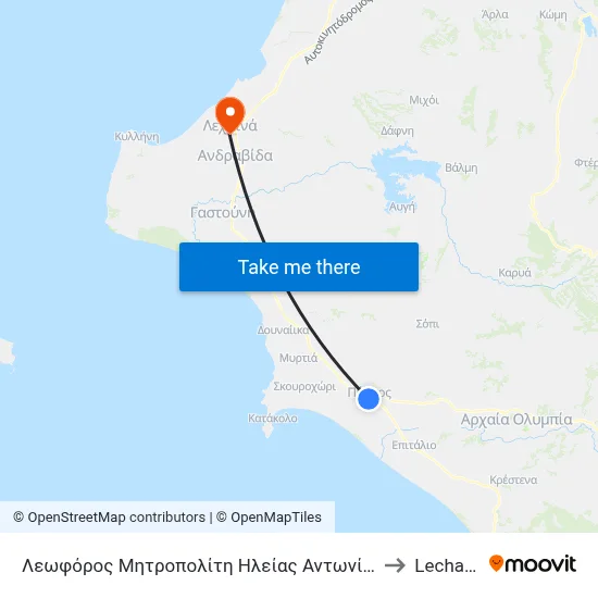 Λεωφόρος Μητροπολίτη Ηλείας Αντωνίου, 11a to Lechainá map