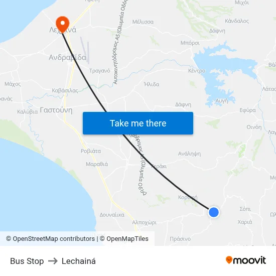 Bus Stop to Lechainá map