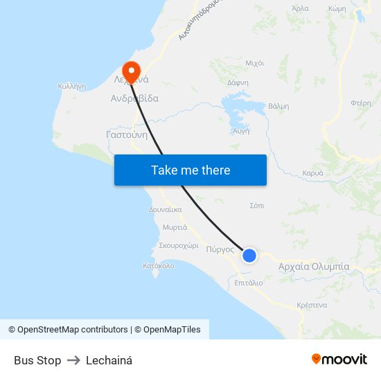 Bus Stop to Lechainá map