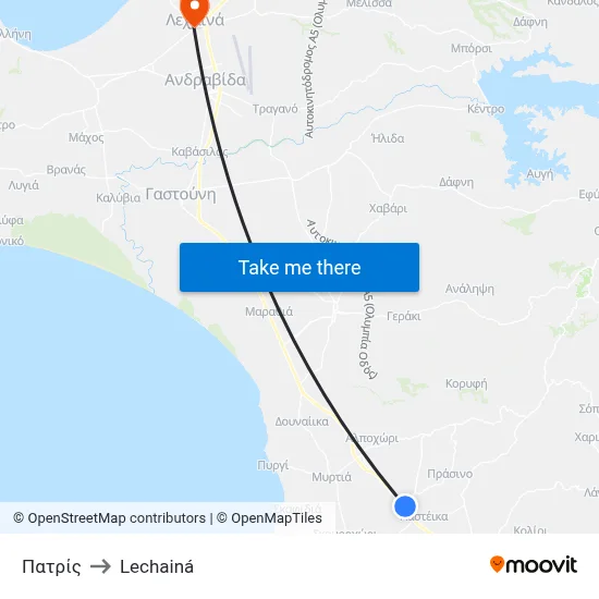 Patris to Lechaina map