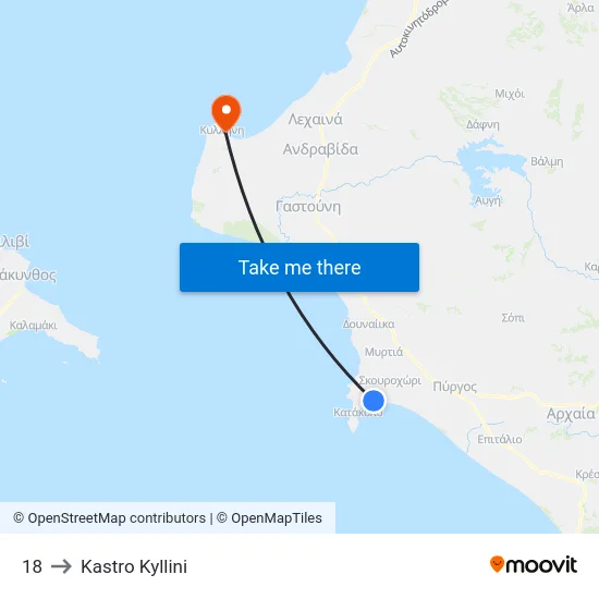 18 to Kastro Kyllini map