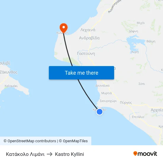 Κατάκολο Λιμάνι to Kastro Kyllini map