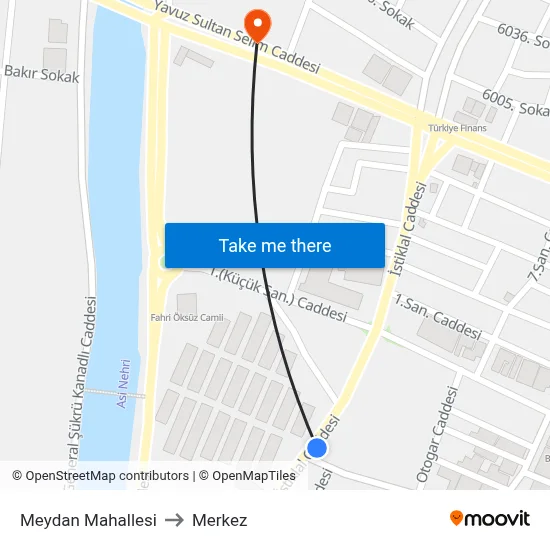 Meydan Mahallesi to Merkez map