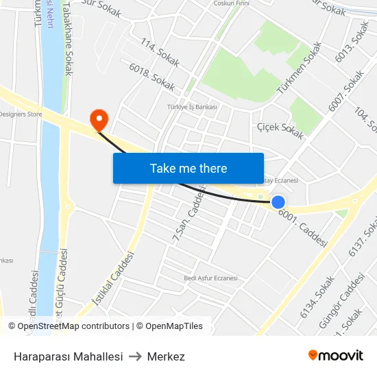 Haraparası Mahallesi to Merkez map