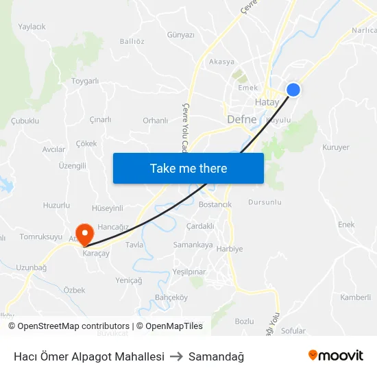Hacı Ömer Alpagot Mahallesi to Samandağ map