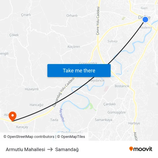 Armutlu Mahallesi to Samandağ map