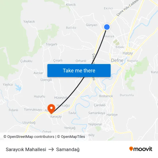 Saraycık Mahallesi to Samandağ map