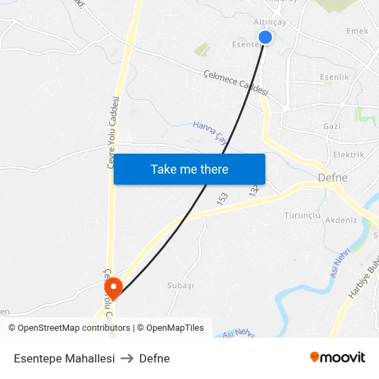 Esentepe Mahallesi to Defne map