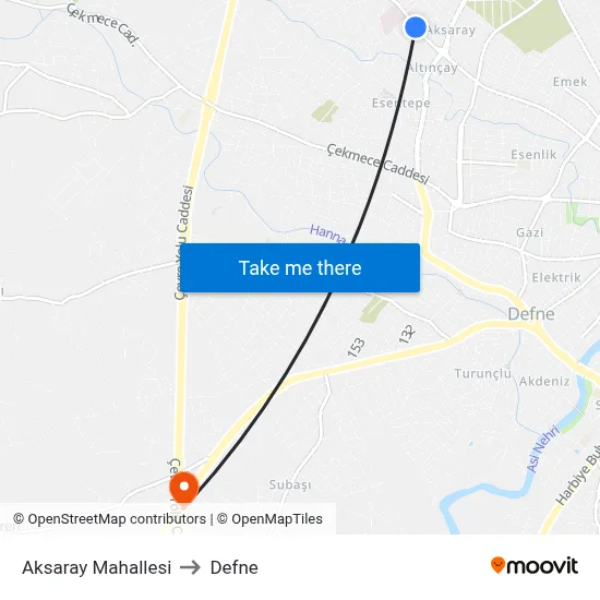 Aksaray Mahallesi to Defne map