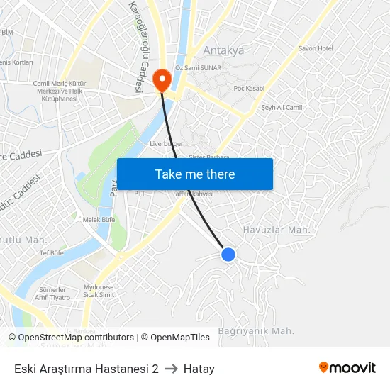 Eski Araştırma Hastanesi 2 to Hatay map