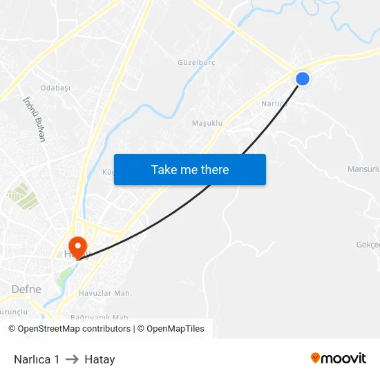 Narlıca 1 to Hatay map
