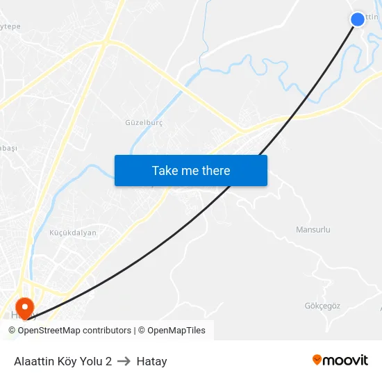 Alaattin Köy Yolu 2 to Hatay map