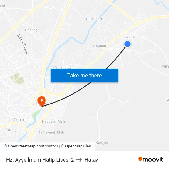 Hz. Ayşe İmam Hatip Lisesi 2 to Hatay map