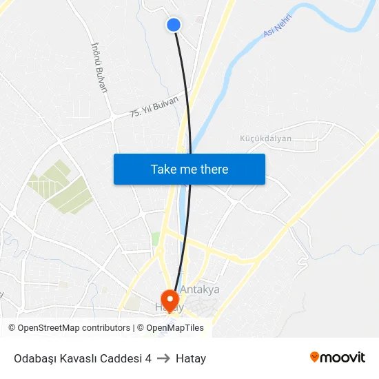 Odabaşı Kavaslı Caddesi 4 to Hatay map