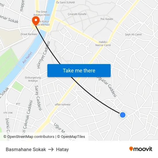 Basmahane Sokak to Hatay map