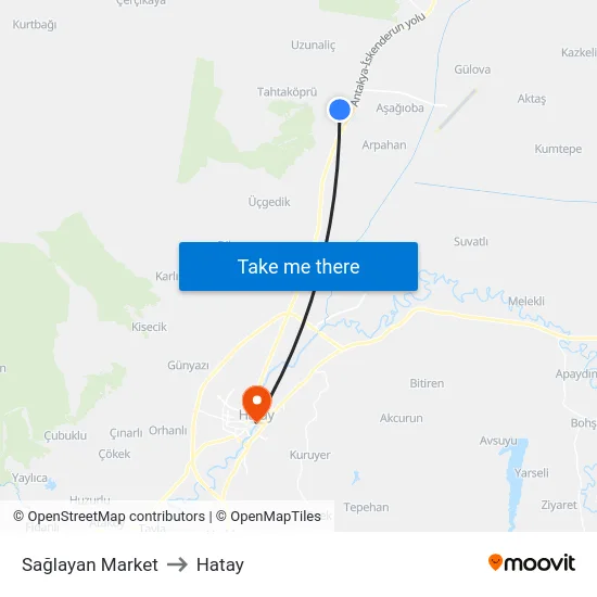 Sağlayan Market to Hatay map