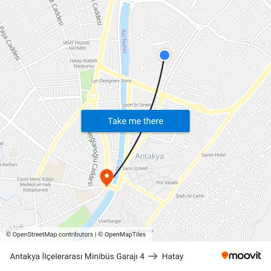 Antakya İlçelerarası Minibüs Garajı 4 to Hatay map