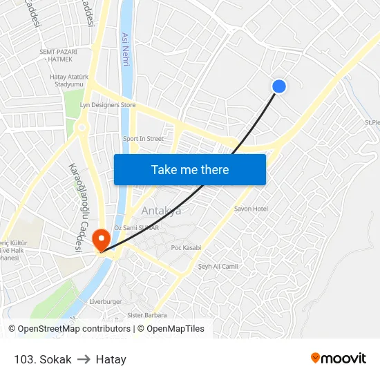103. Sokak to Hatay map