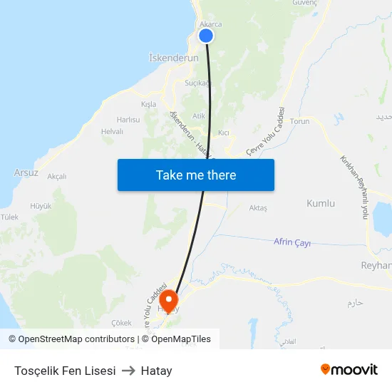 Tosçelik Fen Lisesi to Hatay map