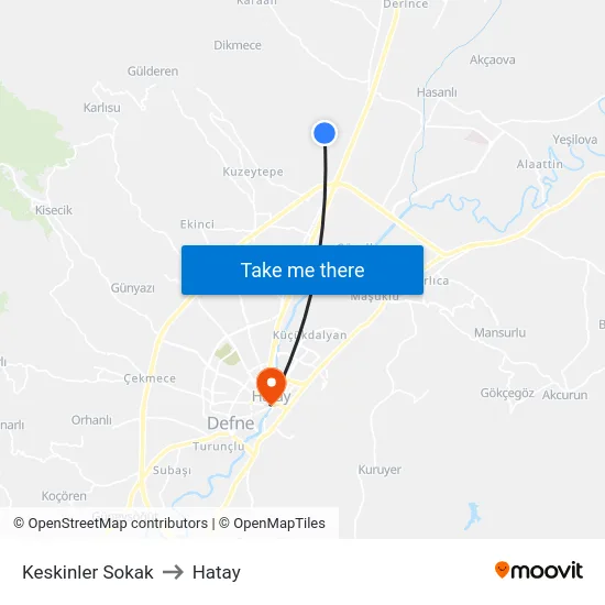 Keskinler Sokak to Hatay map