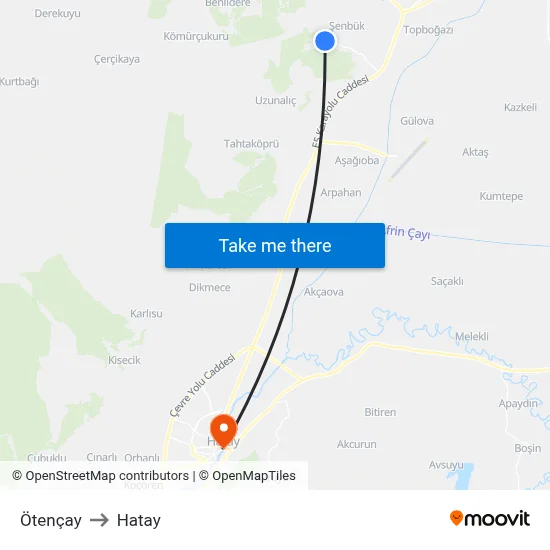 Ötençay to Hatay map