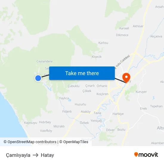 Çamlıyayla to Hatay map