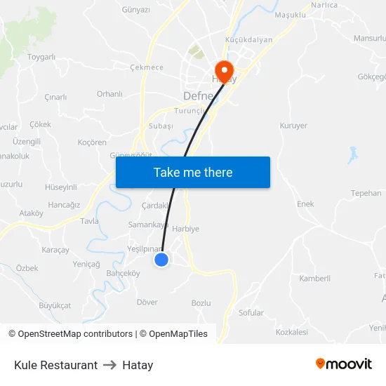 Kule Restaurant to Hatay map