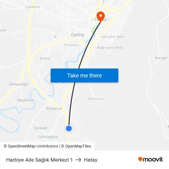 Harbiye Aile Sağlık Merkezi 1 to Hatay map