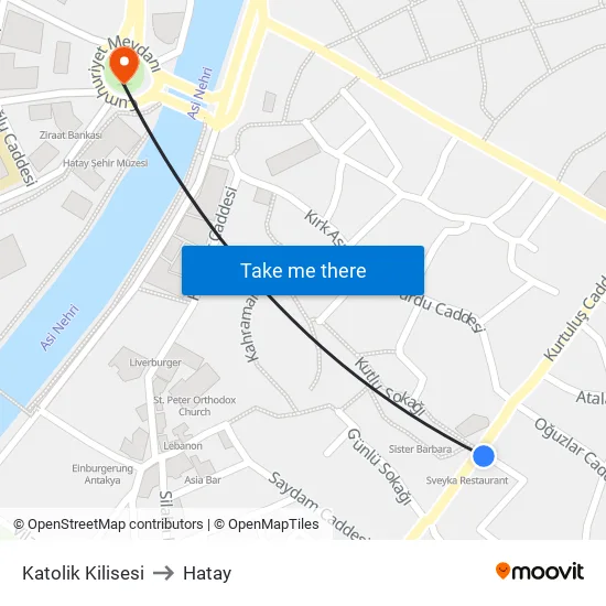 Katolik Kilisesi to Hatay map