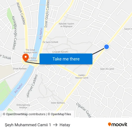 Şeyh Muhammed Camii 1 to Hatay map