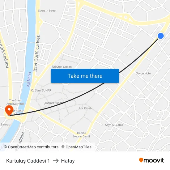Kurtuluş Caddesi 1 to Hatay map