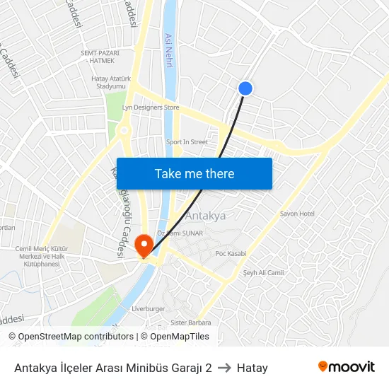 Antakya İlçeler Arası Minibüs Garajı 2 to Hatay map