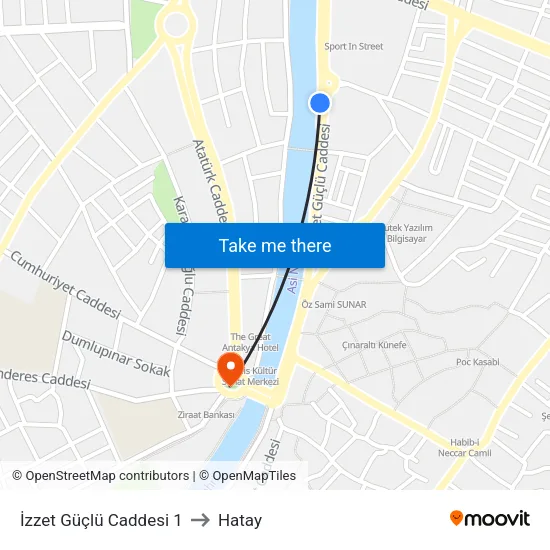 İzzet Güçlü Caddesi 1 to Hatay map