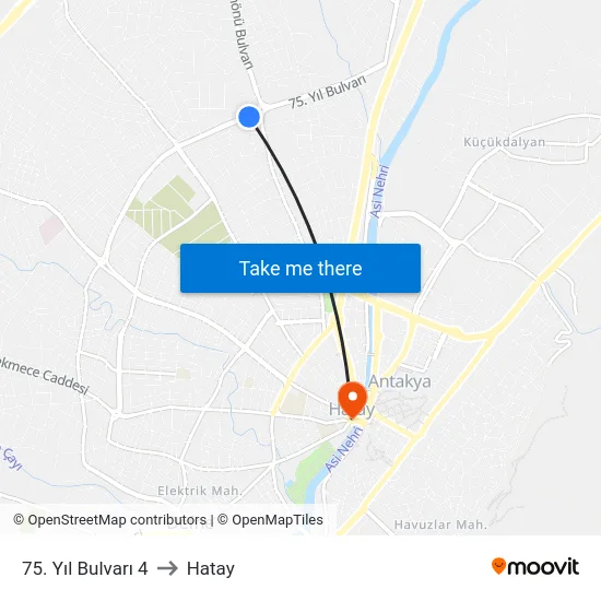 75. Yıl Bulvarı 4 to Hatay map
