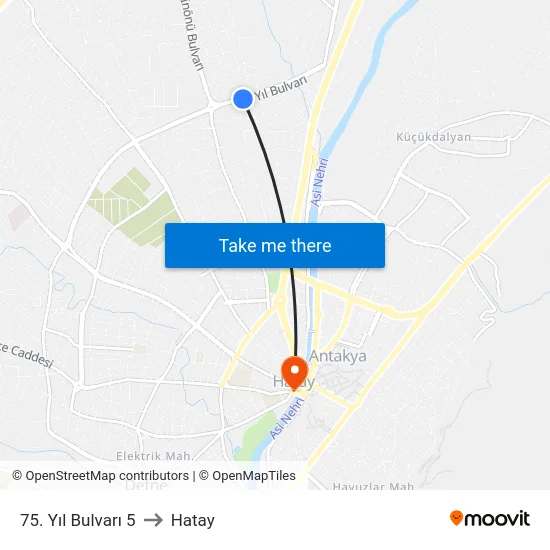 75. Yıl Bulvarı 5 to Hatay map