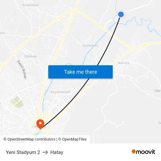 Yeni Stadyum 2 to Hatay map