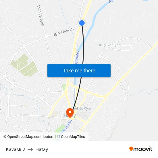 Kavaslı 2 to Hatay map
