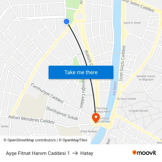 Ayşe Fitnat Hanım Caddesi 1 to Hatay map