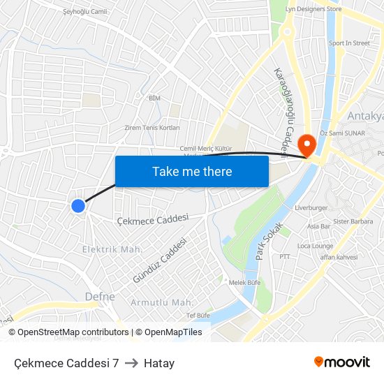 Çekmece Caddesi 7 to Hatay map