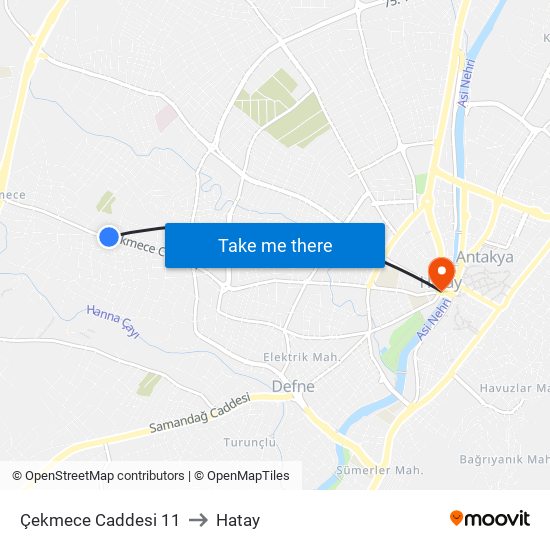 Çekmece Caddesi 11 to Hatay map