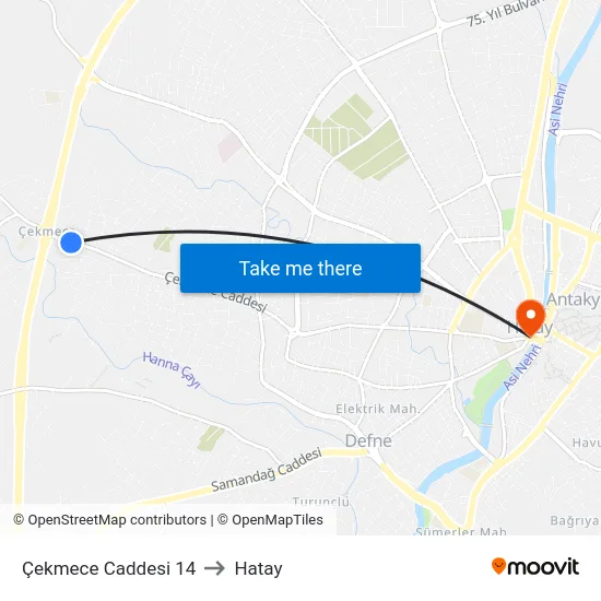 Çekmece Caddesi 14 to Hatay map