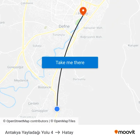 Antakya Yayladağı Yolu 4 to Hatay map