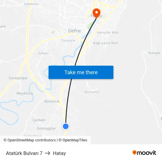 Atatürk Bulvarı 7 to Hatay map
